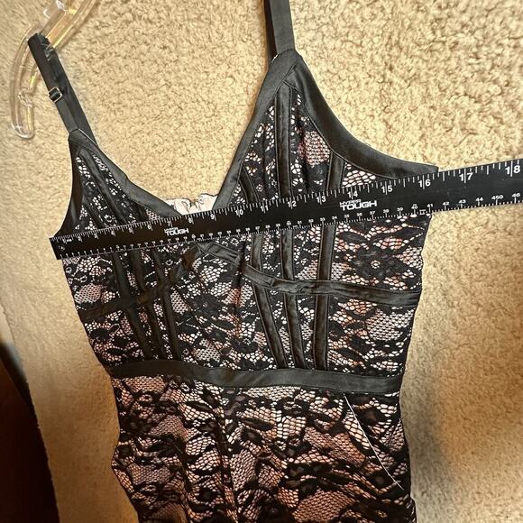 Vtg 90s BEBE Black Lace Overlay Baby Pink Lining Cocktail Party Sz M‎ Whimsigoth - Picture 15 of 16